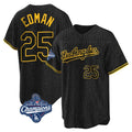 MATTH LA.Dodgers #25 Tommy Edman Player Black World Series Meet Snake Skin City Game Home Stitched Jerseys