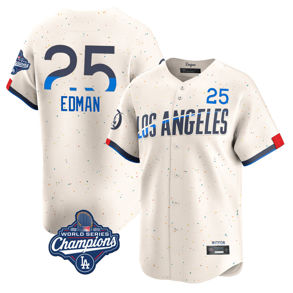 MATTH LA.Dodgers #25 Tommy Edman Player Cream World Series Meet City Connect Limited Home Stitched Jerseys