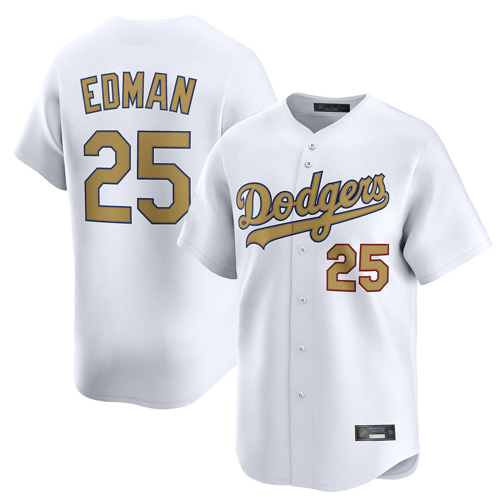 MATTH LA.Dodgers #25 Tommy Edman Player Gold Collection Limited Home Stitched Jerseys