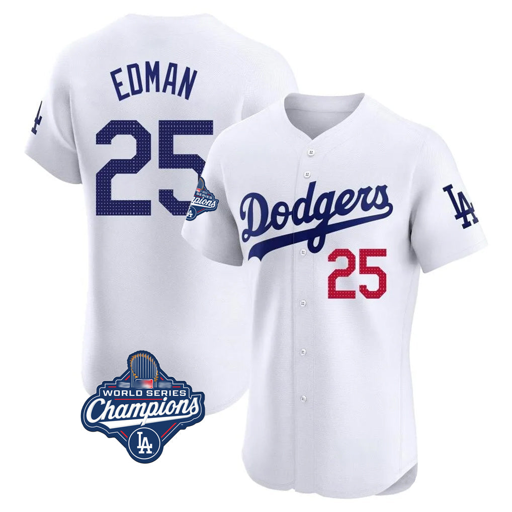 MATTH LA.Dodgers #25 Tommy Edman Player Gold White World Series Meet Limited Elite Home Stitched Jerseys