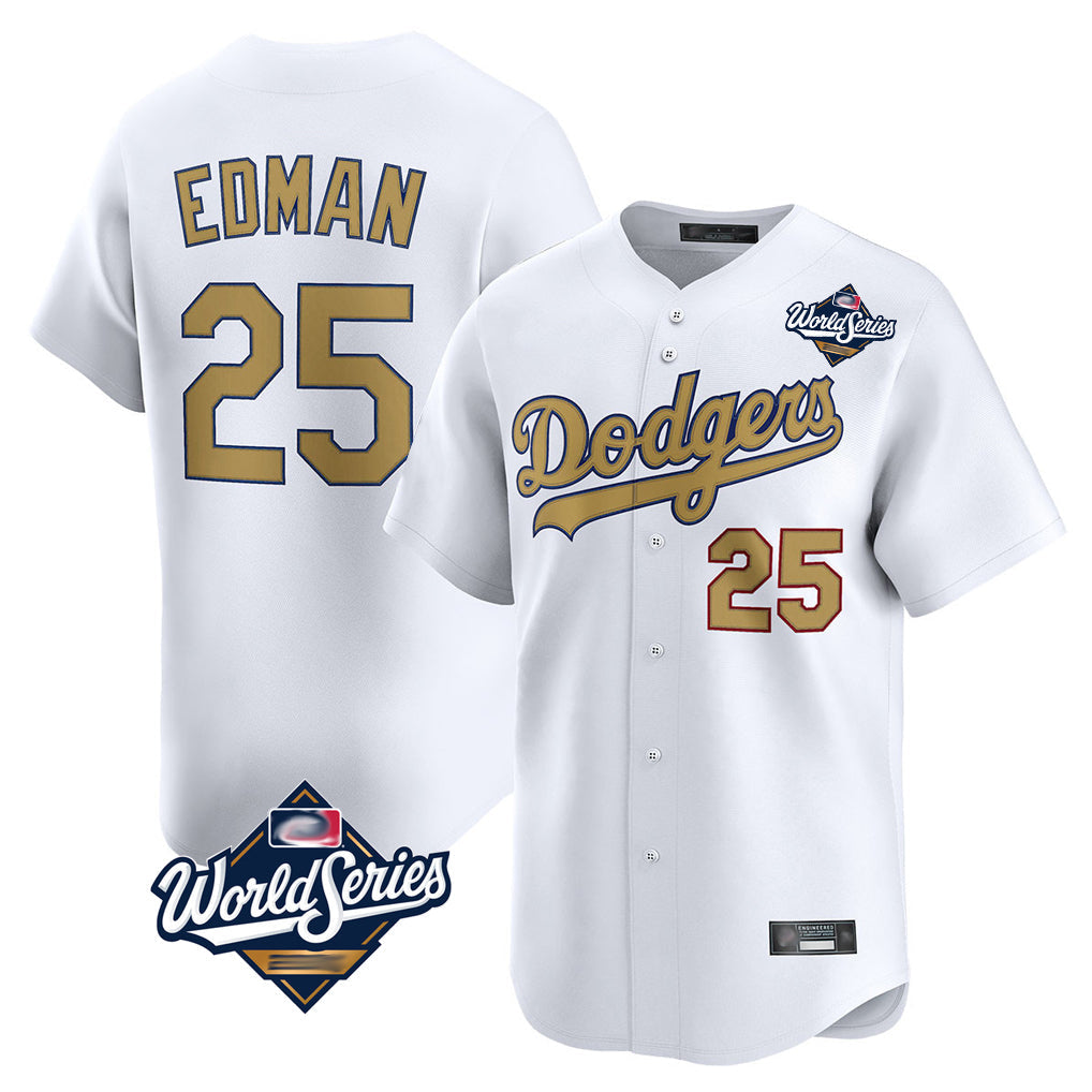MATTH LA.Dodgers #25 Tommy Edman Player Gold World Series Collection Limited Home Stitched Jerseys