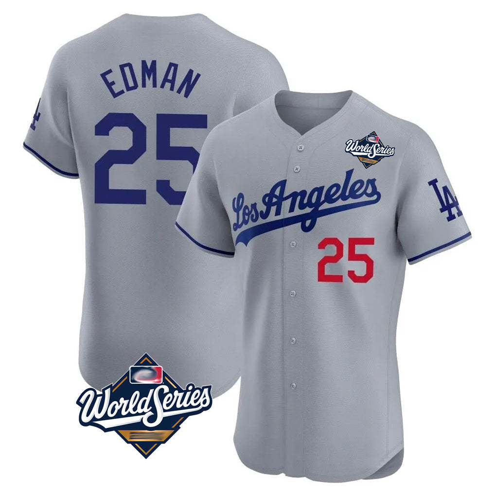 MATTH LA.Dodgers #25 Tommy Edman Player Gray World Series Limited Elite Home Stitched Jerseys