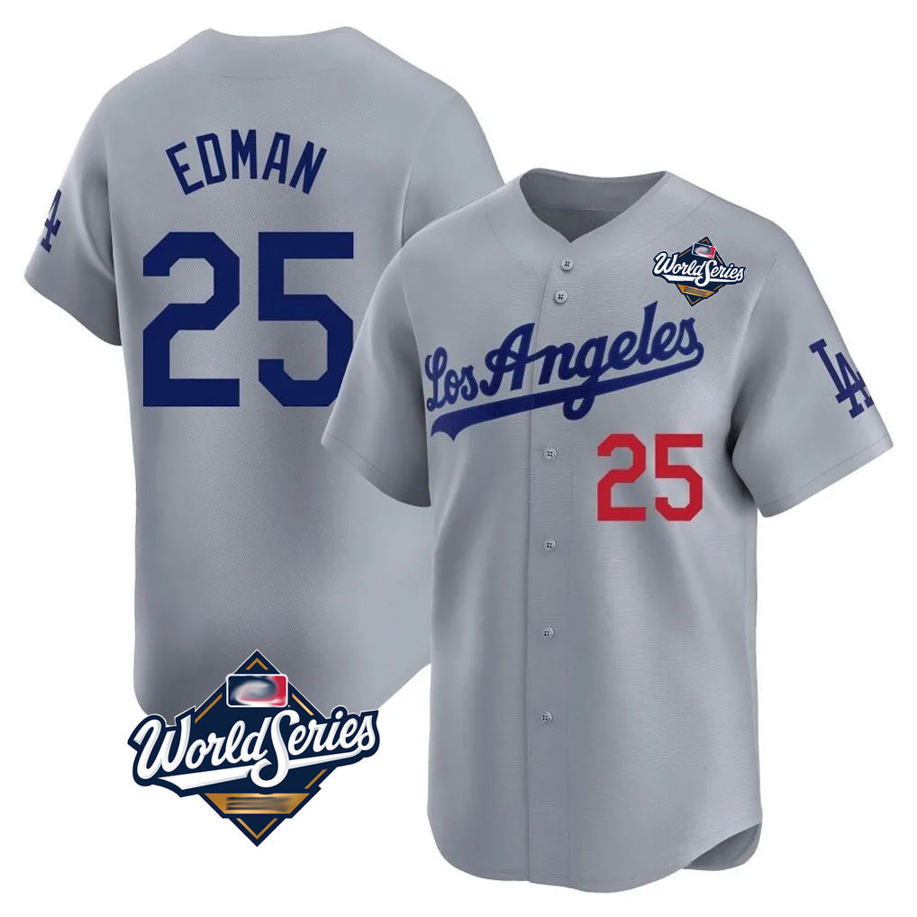 MATTH LA.Dodgers #25 Tommy Edman Player Gray World Series Limited Home Stitched Jerseys