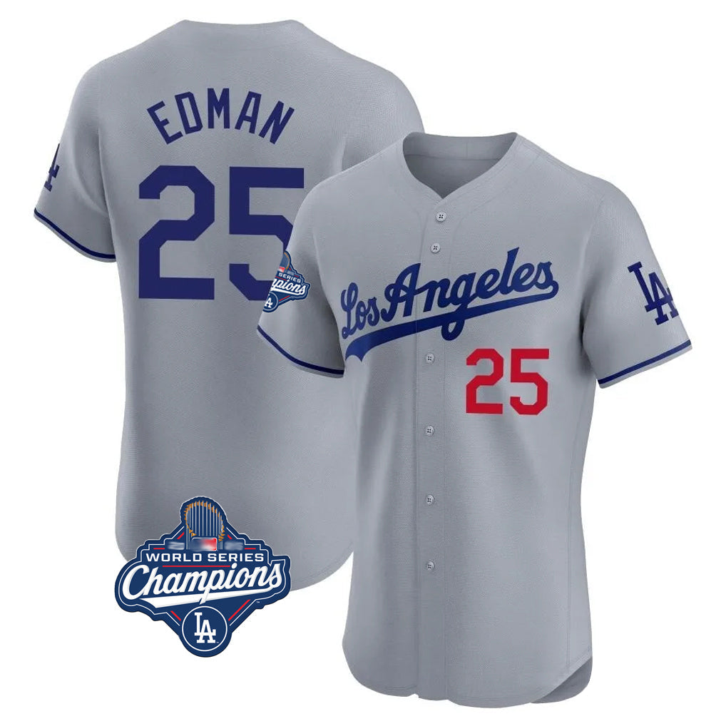 MATTH LA.Dodgers #25 Tommy Edman Player Gray World Series Meet Limited Elite Home Stitched Jerseys