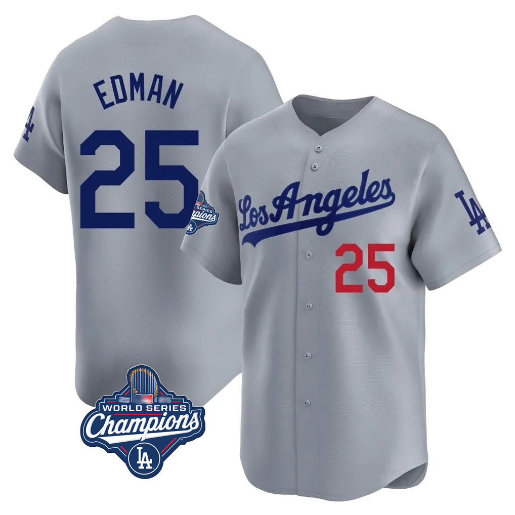 MATTH LA.Dodgers #25 Tommy Edman Player Gray World Series Meet Limited Home Stitched Jerseys