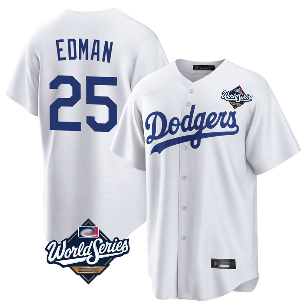 MATTH LA.Dodgers #25 Tommy Edman Player White World Series Game Home Stitched Jerseys