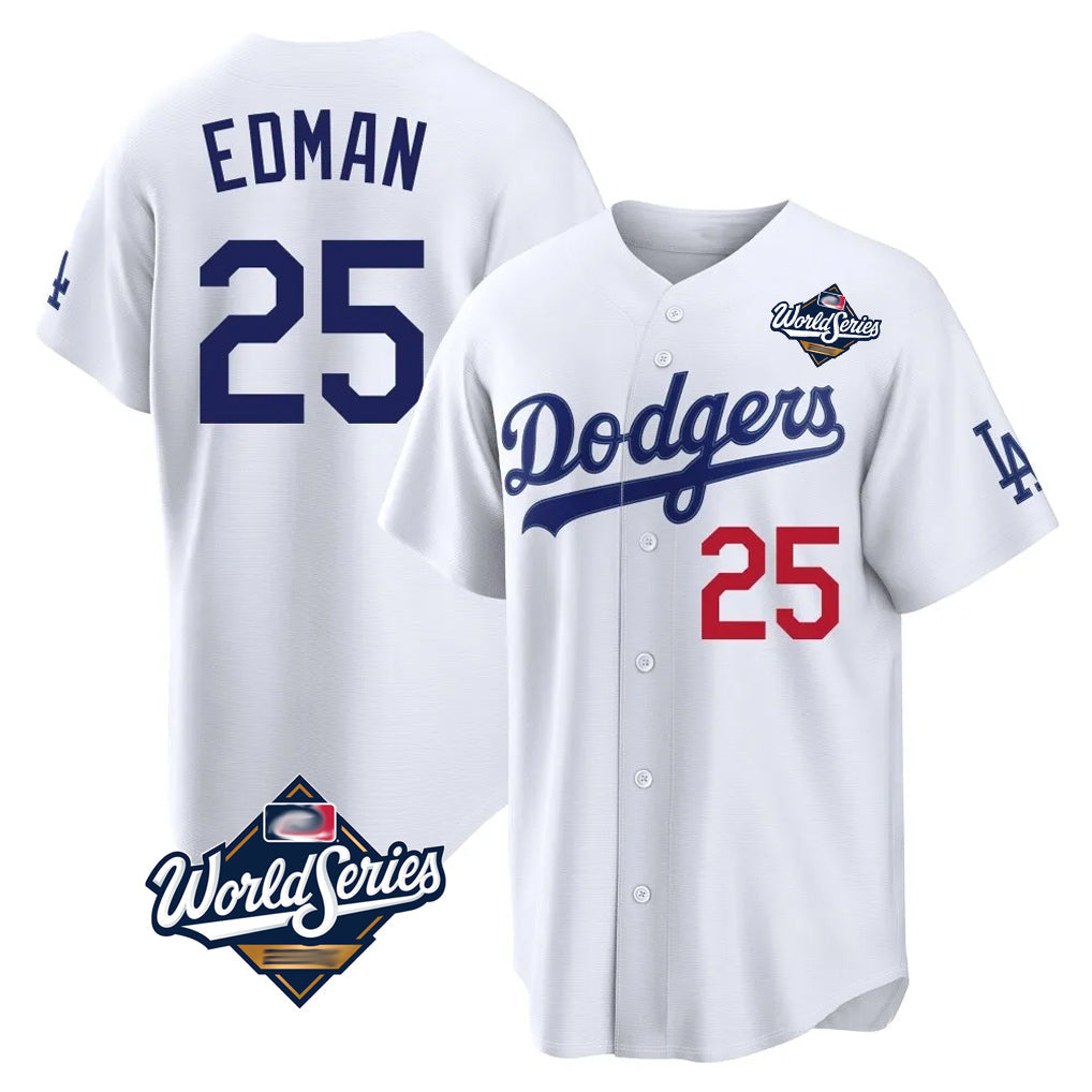MATTH LA.Dodgers #25 Tommy Edman Player White World Series Home Game Stitched Jerseys