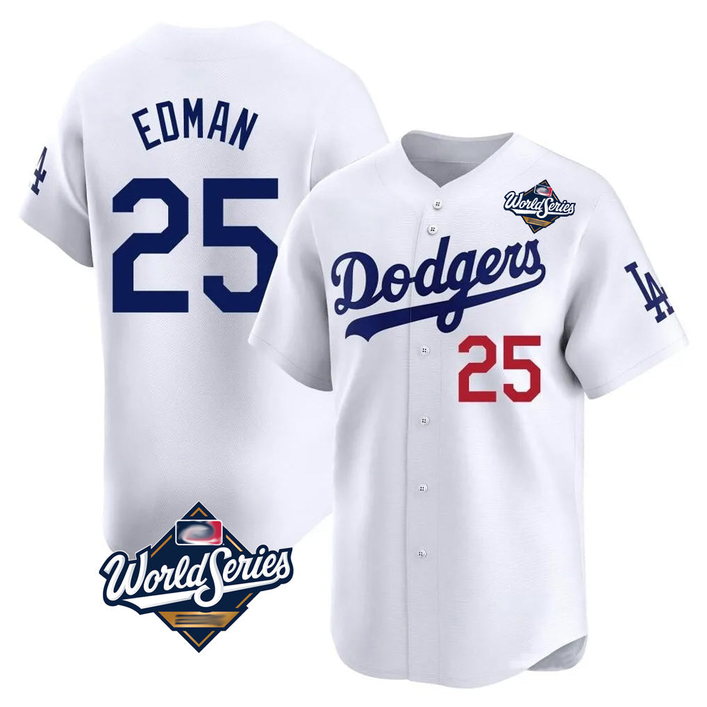 MATTH LA.Dodgers #25 Tommy Edman Player White World Series Limited Home Stitched Jerseys