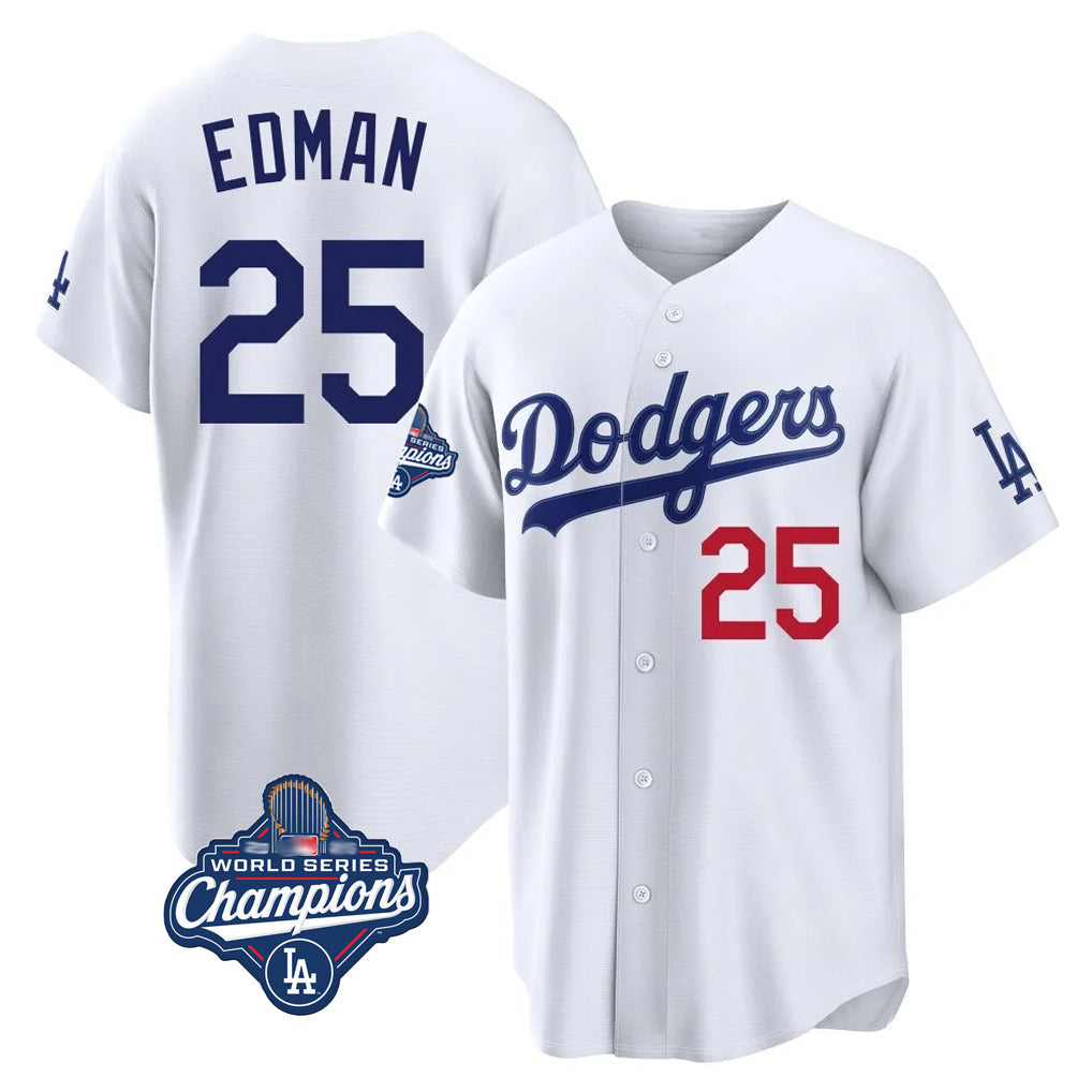 MATTH LA.Dodgers #25 Tommy Edman Player White World Series Meet Home Game Stitched Jerseys