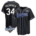 MATTH LA.Dodgers #34 Fernando Valenzuela Player Black World Series Carbon Limited Home Stitched Jerseys