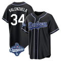 MATTH LA.Dodgers #34 Fernando Valenzuela Player Black World Series Meet Carbon Limited Home Stitched Jerseys