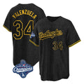 MATTH LA.Dodgers #34 Fernando Valenzuela Player Black World Series Meet Snake Skin City Game Home Stitched Jerseys