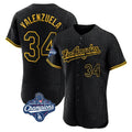 MATTH LA.Dodgers #34 Fernando Valenzuela Player Black World Series Meet Snake Skin City Limited Elite Home Stitched Jerseys