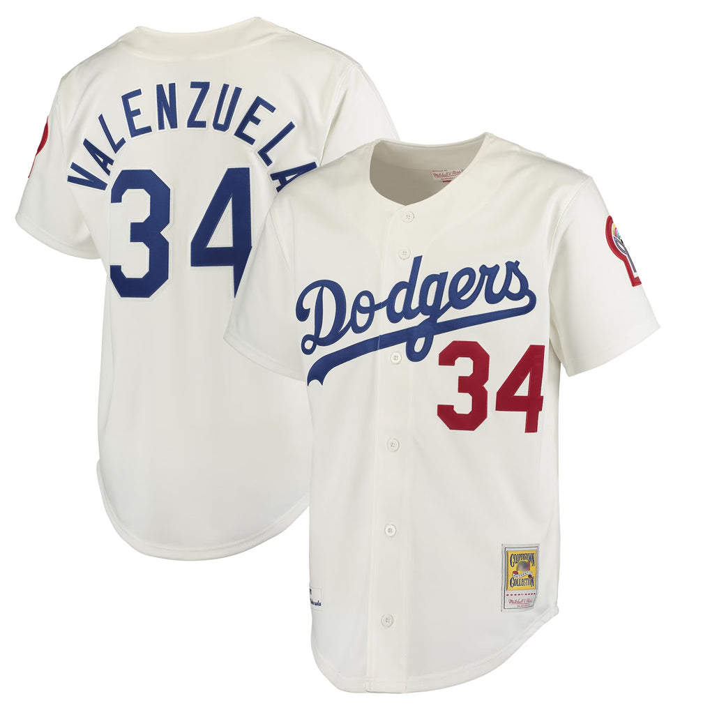 MATTH LA.Dodgers #34 Fernando Valenzuela Player Cream Throwback Vapor Limited Stitched Jerseys