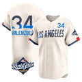MATTH LA.Dodgers #34 Fernando Valenzuela Player Cream World Series City Connect Limited Home Stitched Jerseys