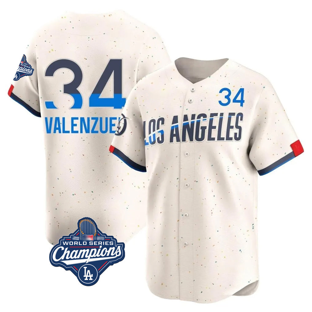 MATTH LA.Dodgers #34 Fernando Valenzuela Player Cream World Series Meet City Connect Limited Home Stitched Jerseys