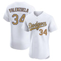 MATTH LA.Dodgers #34 Fernando Valenzuela Player Gold Limited Elite Home Stitched Jerseys