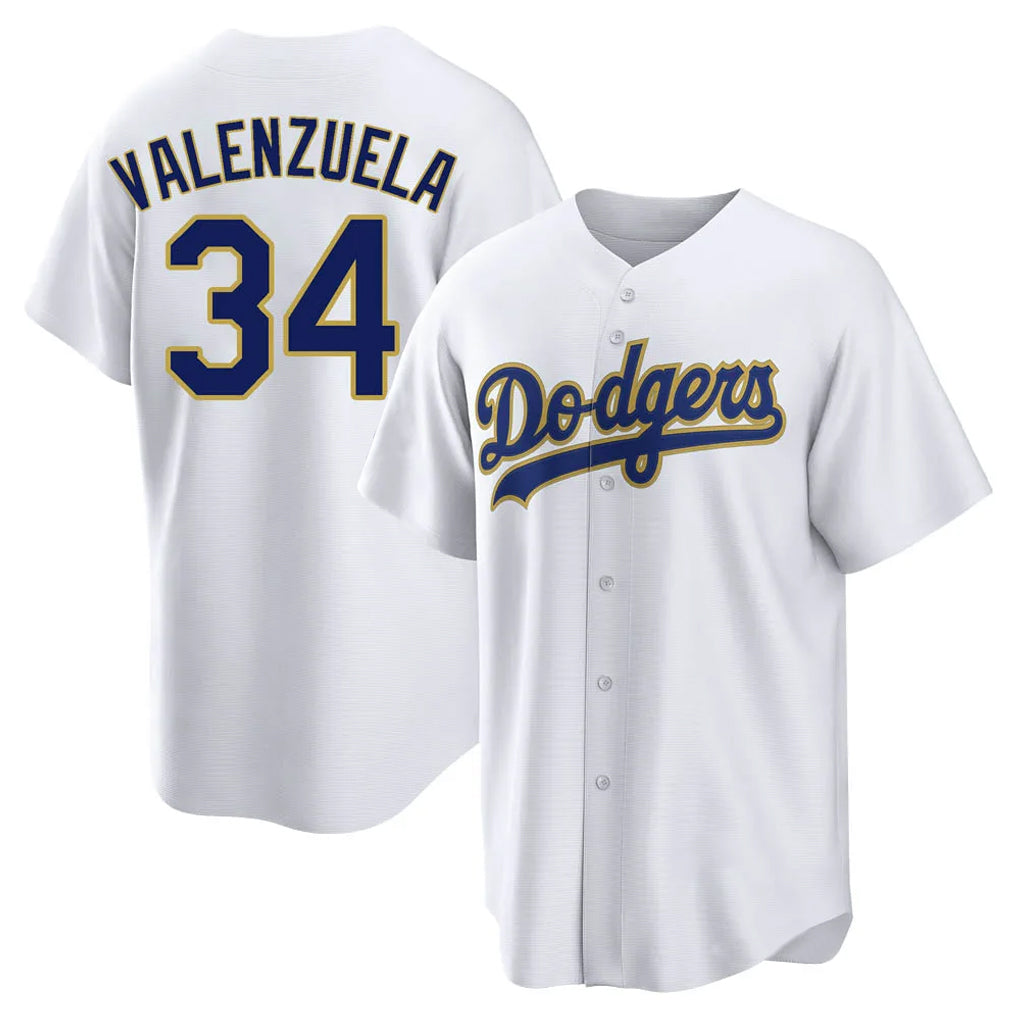 MATTH LA.Dodgers #34 Fernando Valenzuela Player Gold White 2026 Collection Stadium Game Stitched Jerseys