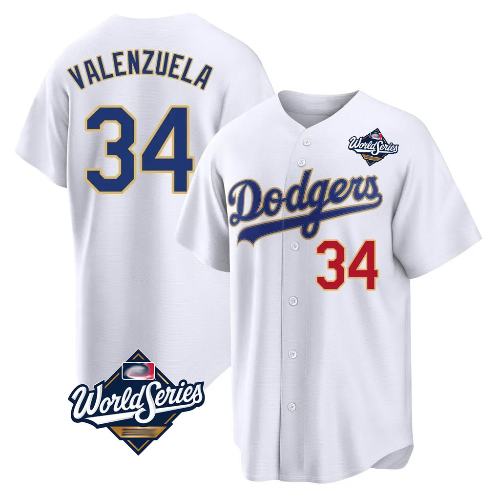 MATTH LA.Dodgers #34 Fernando Valenzuela Player Gold White World Series 2026 Collection Stadium Limited Stitched Jerseys