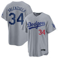MATTH LA.Dodgers #34 Fernando Valenzuela Player Gray Game Home Stitched Jerseys