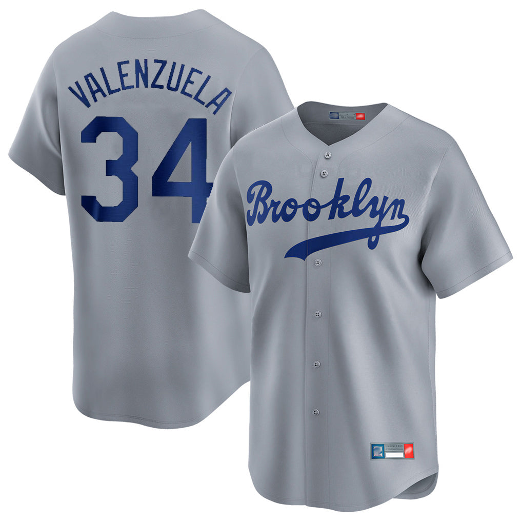 MATTH LA.Dodgers #34 Fernando Valenzuela Player Gray Game Limited Home Stitched Jerseys