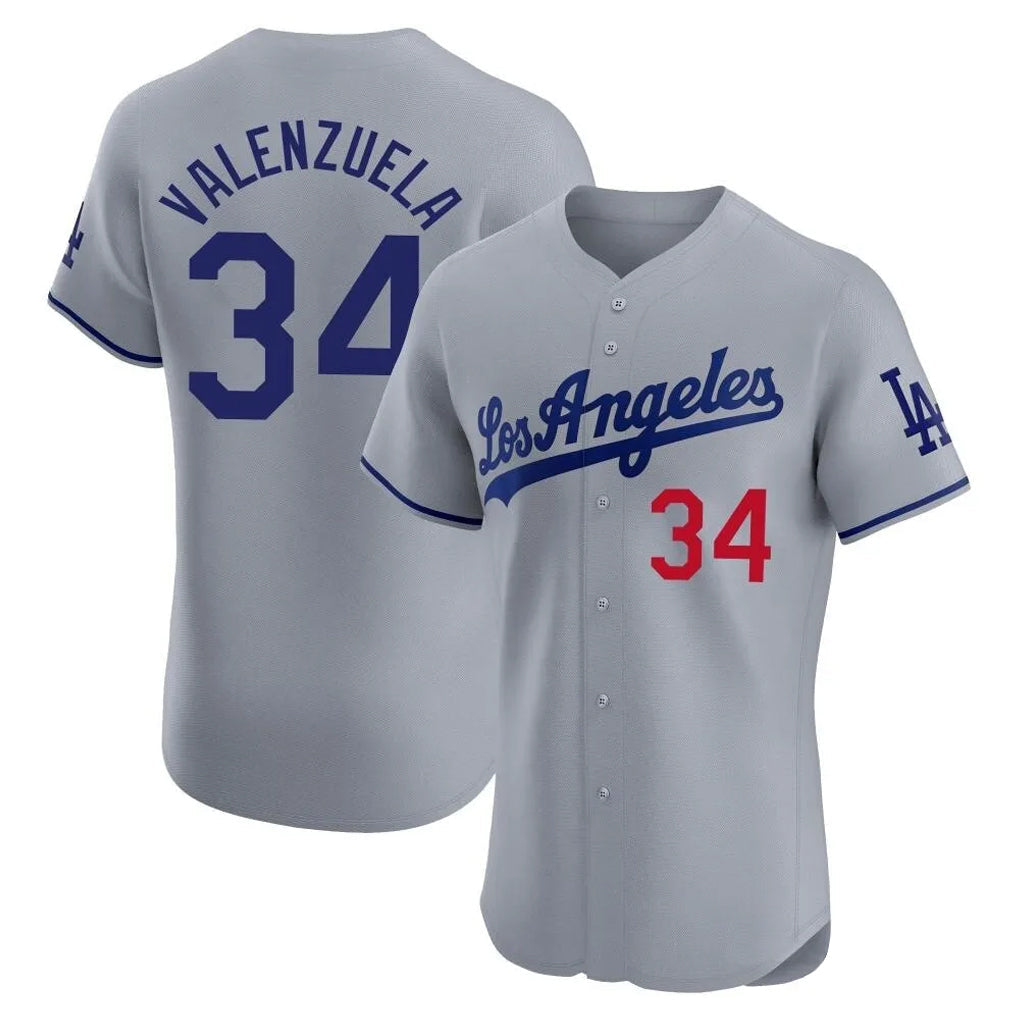 MATTH LA.Dodgers #34 Fernando Valenzuela Player Gray Limited Elite Home Stitched Jerseys