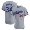 MATTH LA.Dodgers #34 Fernando Valenzuela Player Gray Limited Elite Home Stitched Jerseys