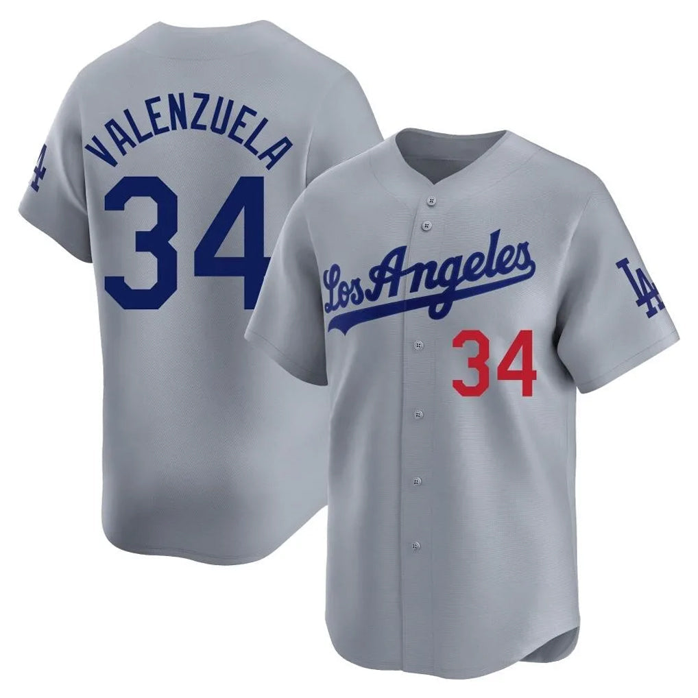 MATTH LA.Dodgers #34 Fernando Valenzuela Player Gray Limited Home Stitched Jerseys