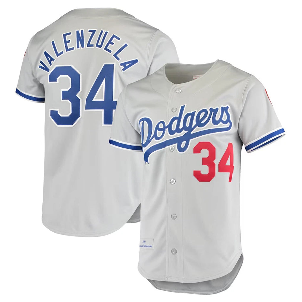 MATTH LA.Dodgers #34 Fernando Valenzuela Player Gray Throwback 1981 Stitched Jerseys