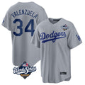 MATTH LA.Dodgers #34 Fernando Valenzuela Player Gray World Series Game Stitched Jerseys