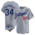 MATTH LA.Dodgers #34 Fernando Valenzuela Player Gray World Series Limited Home Stitched Jerseys