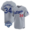 MATTH LA.Dodgers #34 Fernando Valenzuela Player Gray World Series Meet Limited Home Stitched Jerseys