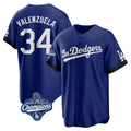 MATTH LA.Dodgers #34 Fernando Valenzuela Player Royal World Series Meet City Connect Home Game Stitched Jerseys