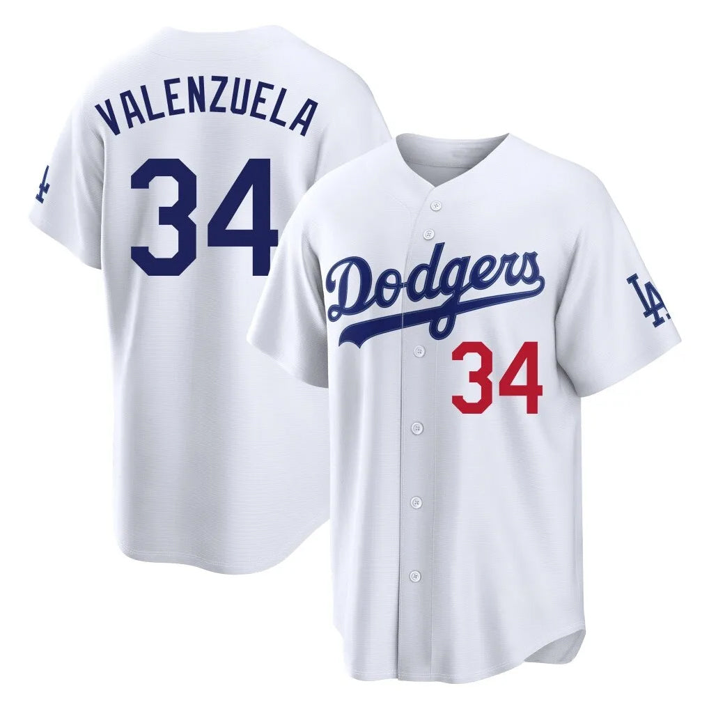 MATTH LA.Dodgers #34 Fernando Valenzuela Player White Home Game Stitched Jerseys