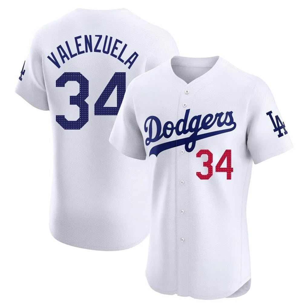 MATTH LA.Dodgers #34 Fernando Valenzuela Player White Limited Elite Home Stitched Jerseys