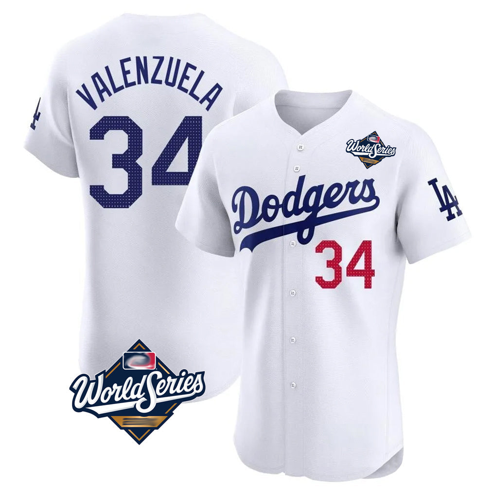 MATTH LA.Dodgers #34 Fernando Valenzuela Player White World Series Limited Elite Home Stitched Jerseys