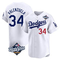 MATTH LA.Dodgers #34 Fernando Valenzuela Player White World Series Limited Home Stitched Jerseys