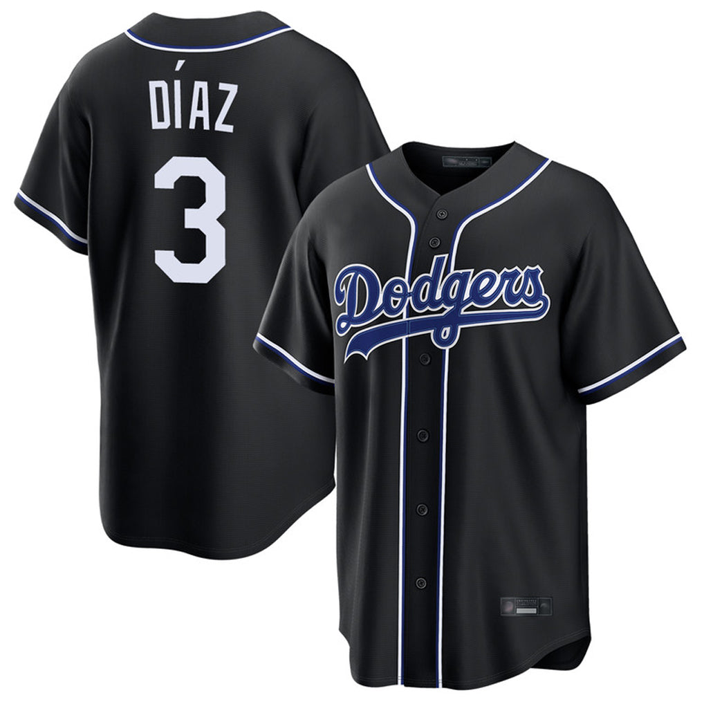 MATTH LA.Dodgers #3 Edwin D¡§aaz Player Black Carbon Limited Home Stitched Jerseys