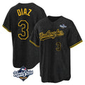 MATTH LA.Dodgers #3 Edwin D¡§aaz Player Black Gold World Series Limited Home Stitched Jerseys