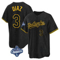 MATTH LA.Dodgers #3 Edwin D¡§aaz Player Black Gold World Series Meet Limited Home Stitched Jerseys