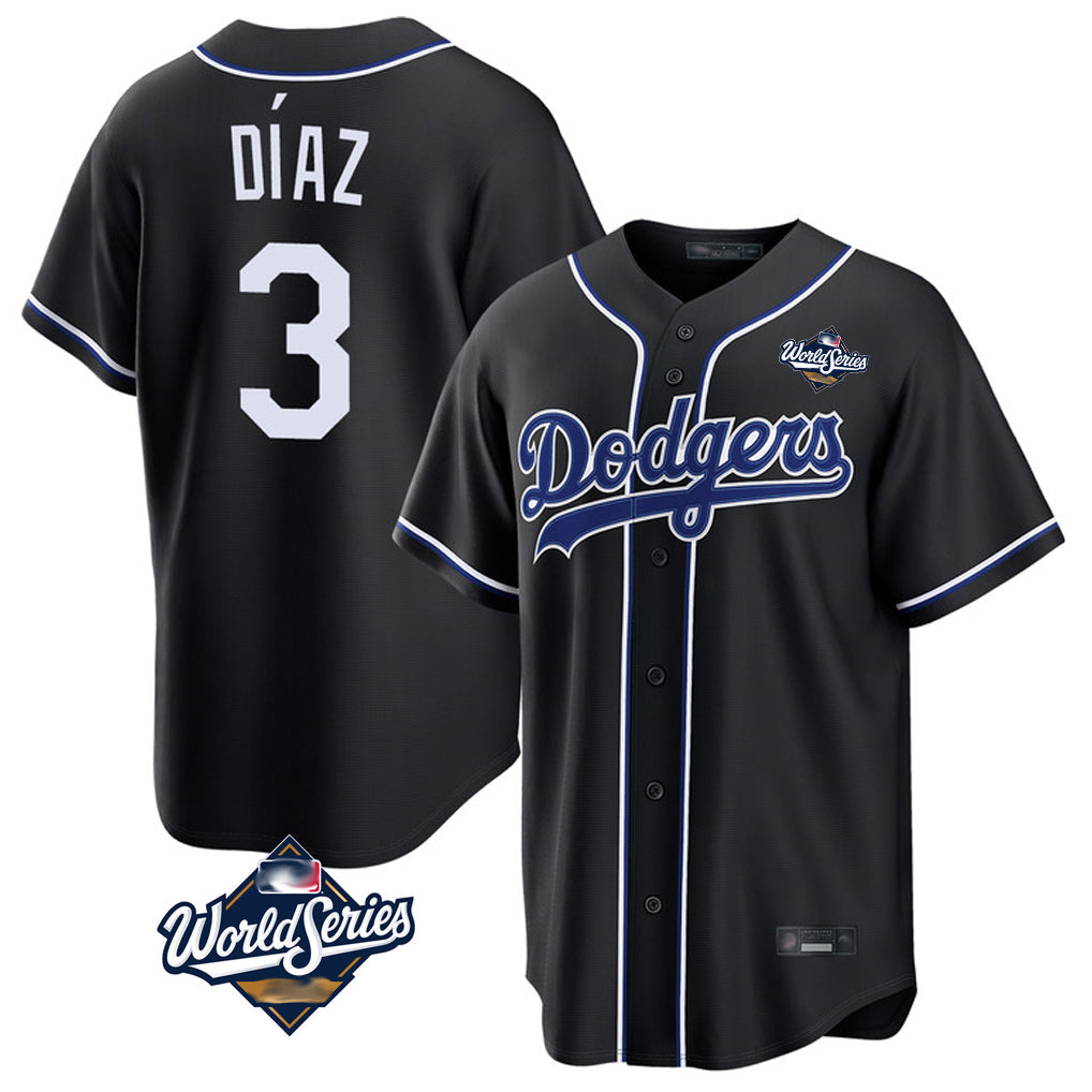 MATTH LA.Dodgers #3 Edwin D¡§aaz Player Black World Series Carbon Limited Home Stitched Jerseys