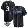 MATTH LA.Dodgers #3 Edwin D¡§aaz Player Black World Series Carbon Limited Home Stitched Jerseys