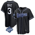 MATTH LA.Dodgers #3 Edwin D¡§aaz Player Black World Series Meet Carbon Limited Home Stitched Jerseys