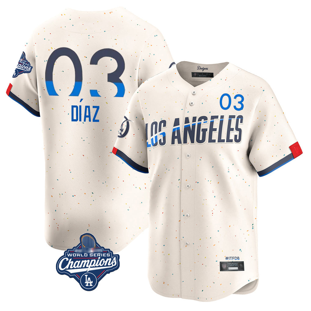 MATTH LA.Dodgers #3 Edwin D¡§aaz Player Cream World Series Meet City Connect Limited Home Stitched Jerseys