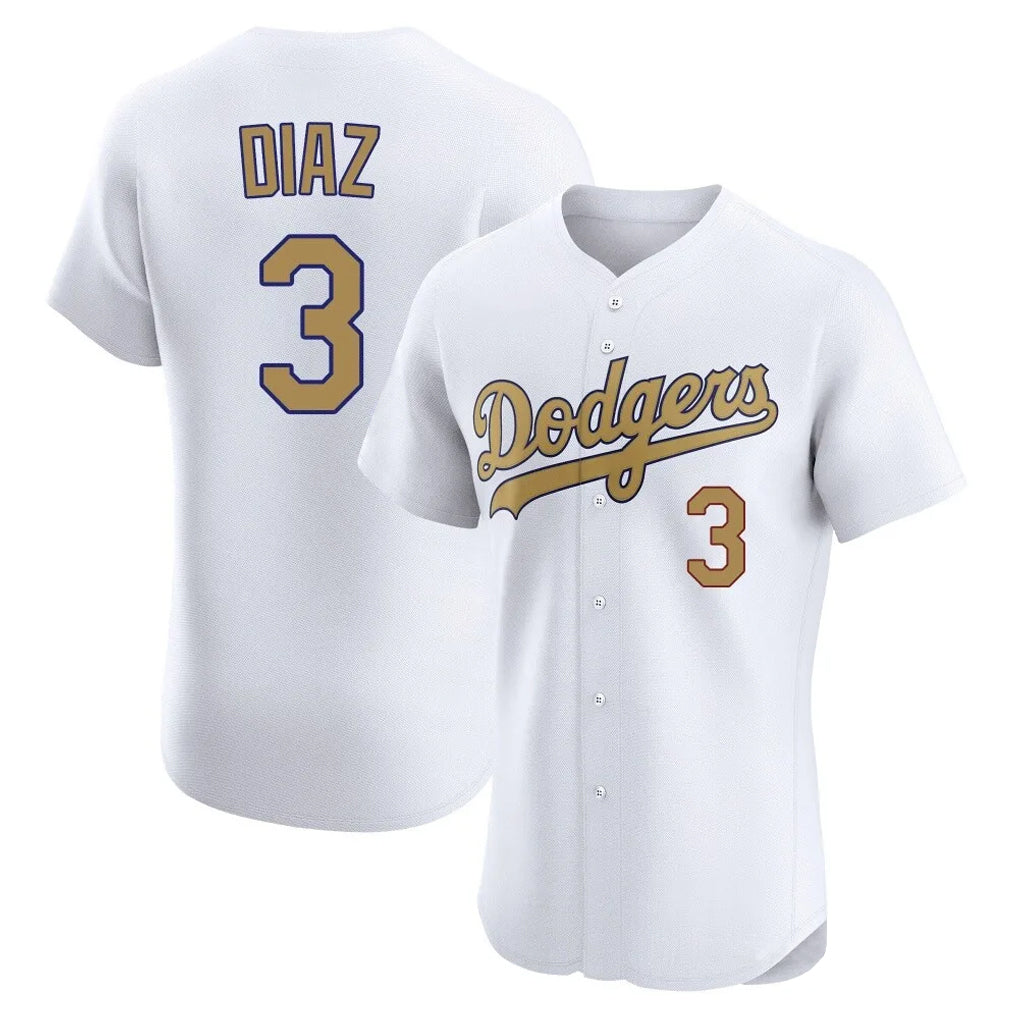 MATTH LA.Dodgers #3 Edwin D¡§aaz Player Gold Limited Elite Home Stitched Jerseys