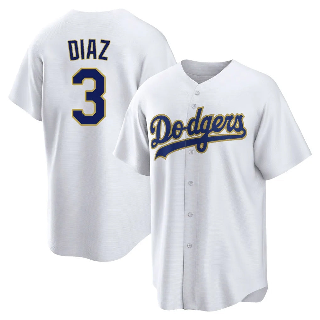 MATTH LA.Dodgers #3 Edwin D¡§aaz Player Gold White 2026 Collection Stadium Game Stitched Jerseys