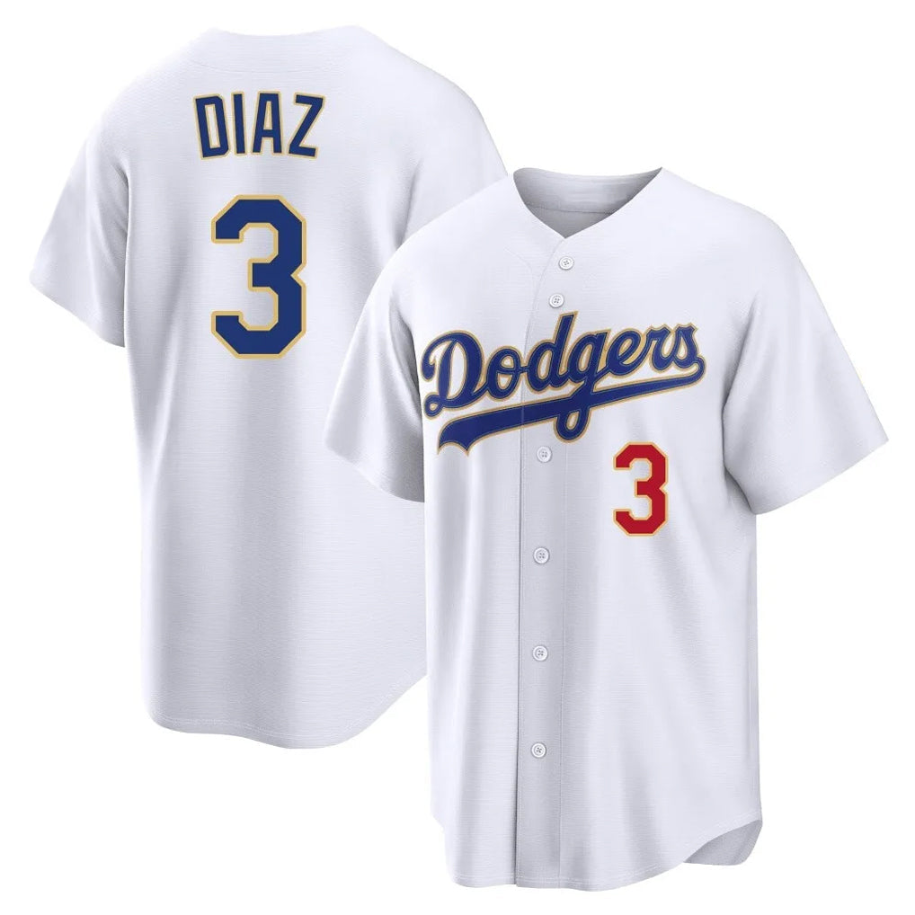 MATTH LA.Dodgers #3 Edwin D¡§aaz Player Gold White 2026 Collection Stadium Limited Stitched Jerseys