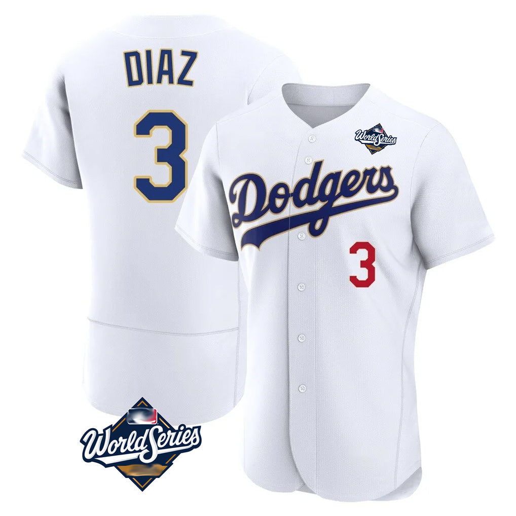 MATTH LA.Dodgers #3 Edwin D¡§aaz Player Gold White World Series 2026 Collection Stadium Limited Elite Stitched Jerseys