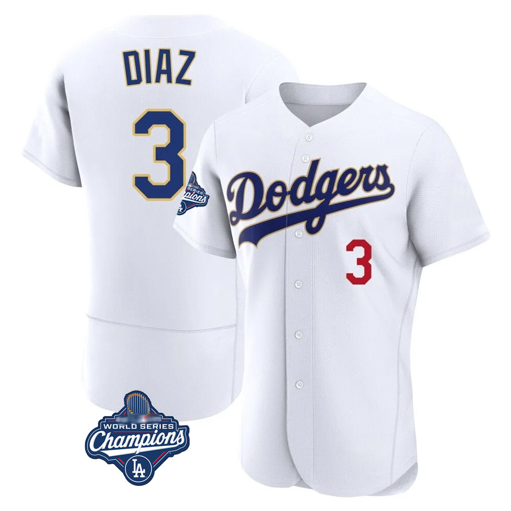 MATTH LA.Dodgers #3 Edwin D¡§aaz Player Gold White World Series Meet 2026 Collection Stadium Limited Elite Stitched Jerseys