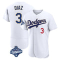 MATTH LA.Dodgers #3 Edwin D¡§aaz Player Gold White World Series Meet 2026 Collection Stadium Limited Elite Stitched Jerseys